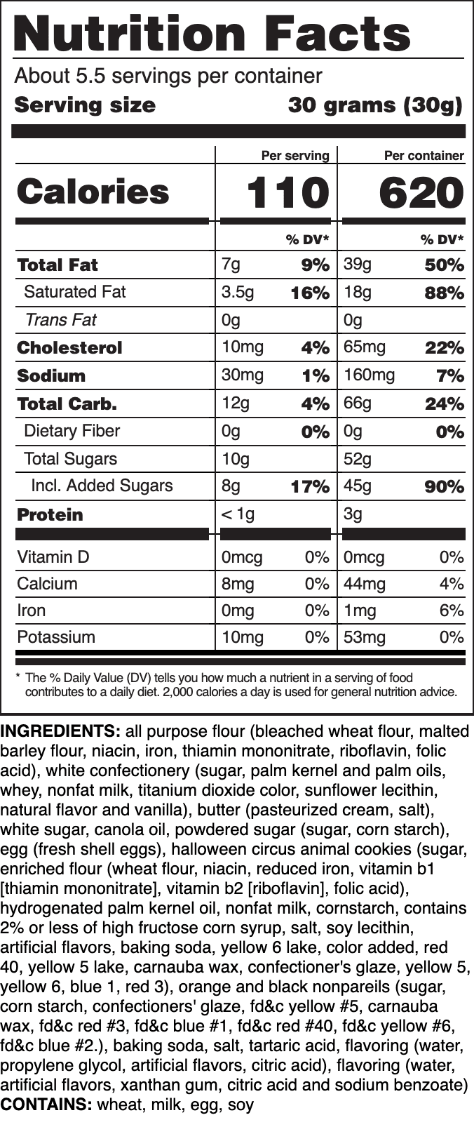 Nutrition label for Sugar ft. Mother's Reindeer Games